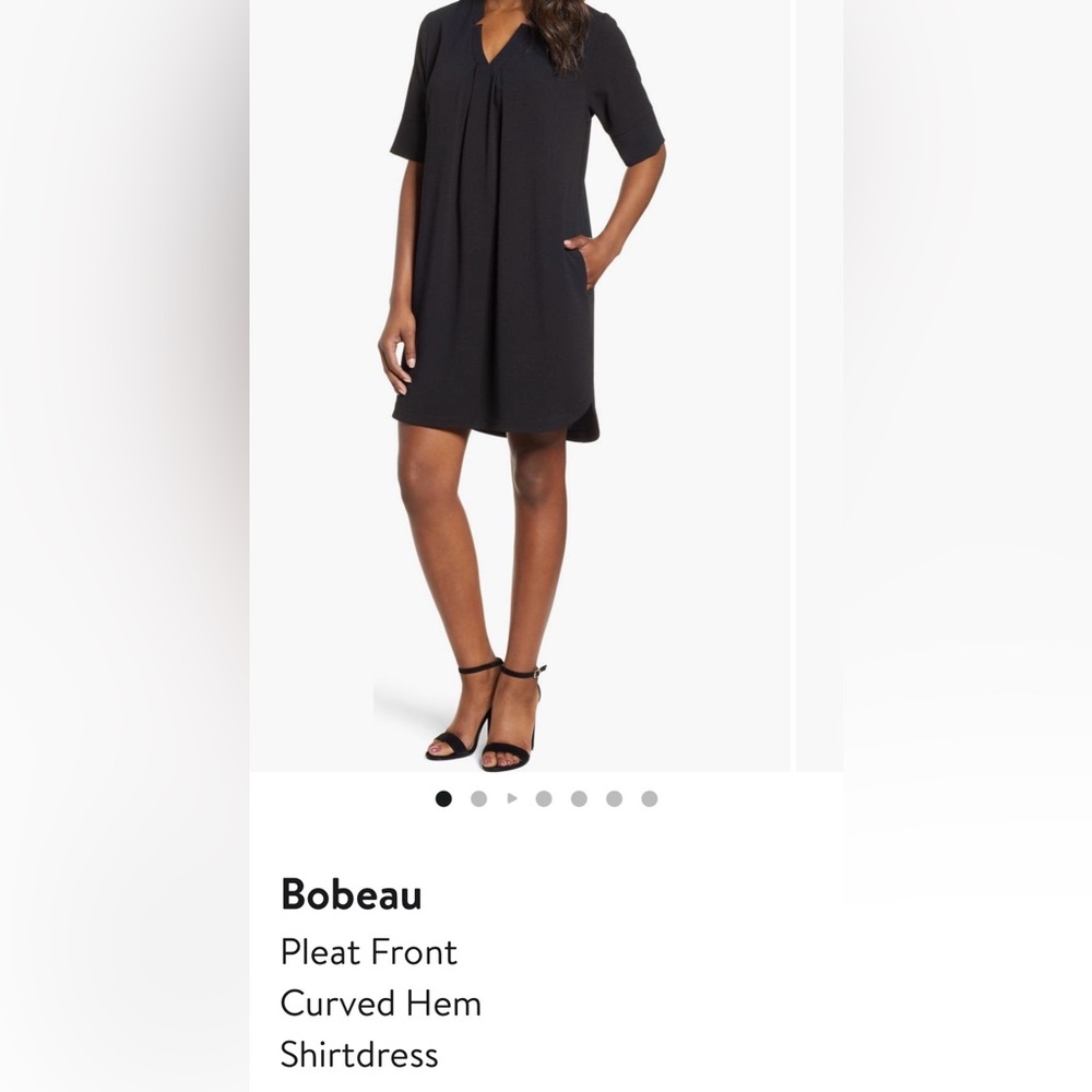 Red Bobeau Shirtdress  with Curved Side Hem